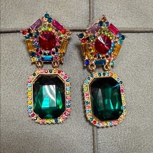 Women Jewelry Brand Multicolor & Emerald Drop Statement Earrings